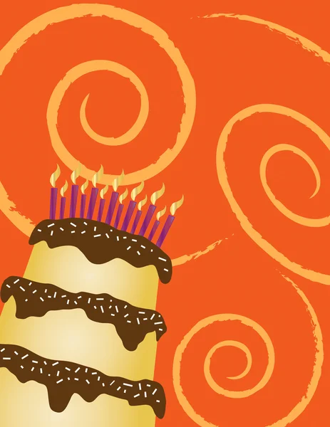 Feliz aniversário bolo de chocolate cartão de saudação —  Vetores de Stock