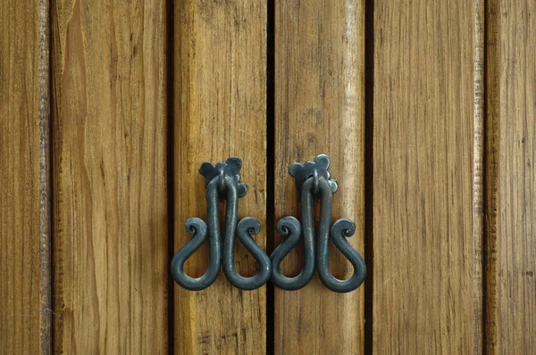 Wooden door and fittings — Stock Photo, Image