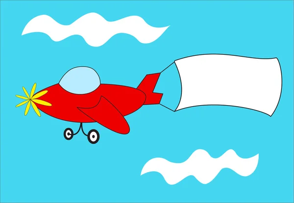 Rotes Flugzeug zieht leeres Banner — Stockfoto