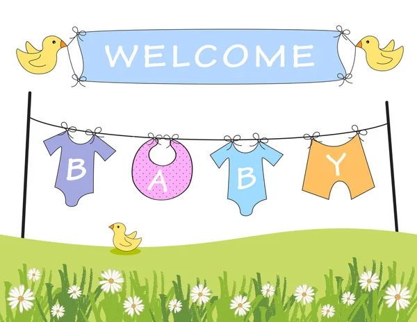Vítejte oznámení narození dítěte — Stock fotografie