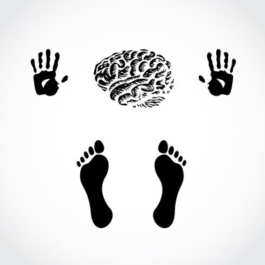 Hands foots and brain clipart