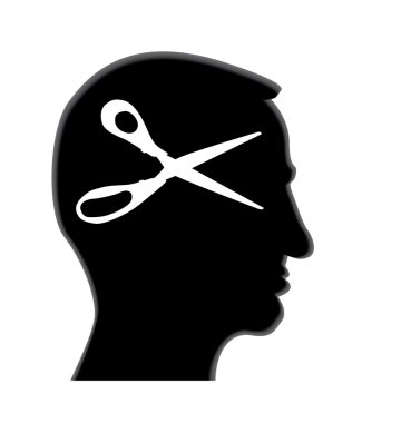 Cscissors in a head clipart