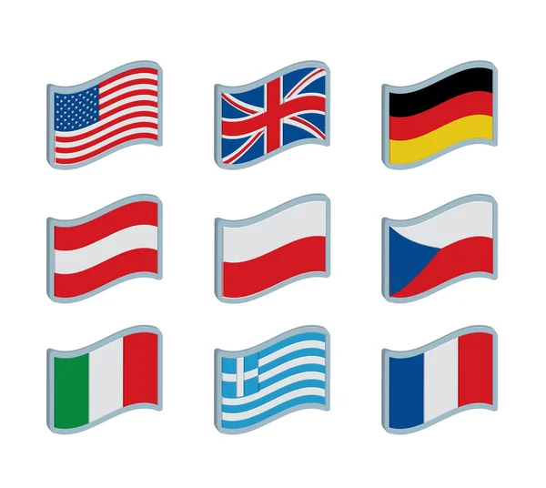 Nove bandeiras — Vetor de Stock