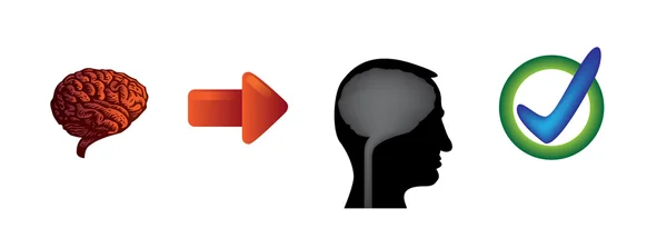 Flèche cérébrale et la tête — Image vectorielle