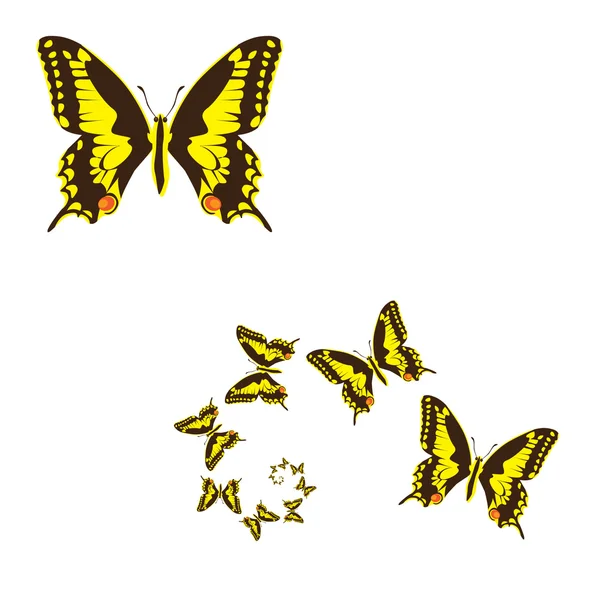 Farfalle gialle — Vettoriale Stock
