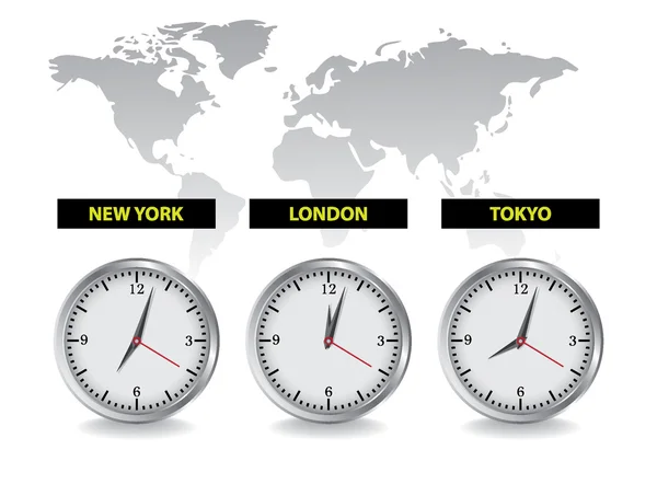 Världen tid klockor — Stock vektor