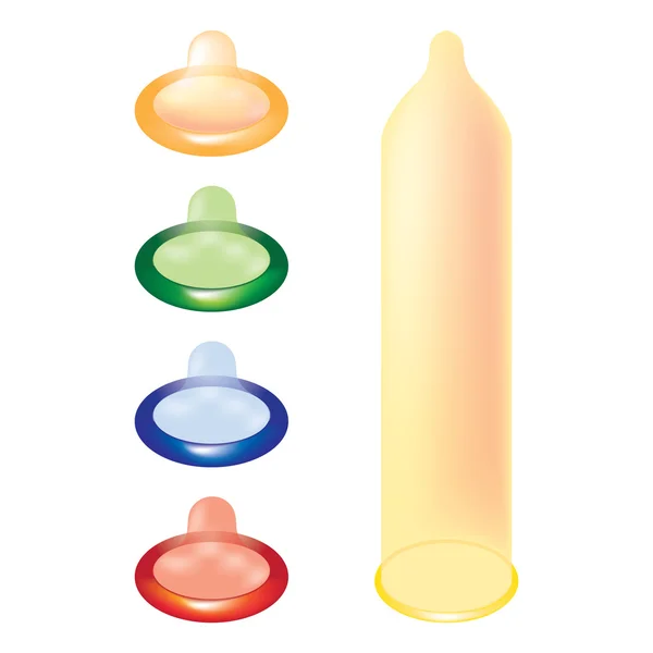 stock vector Set of color condoms