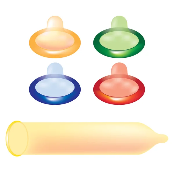 색깔 콘돔 세트 — 스톡 벡터
