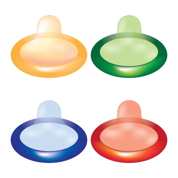 Набор цветных презервативов — стоковый вектор