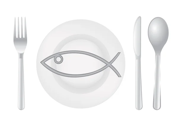 Cucchiaio posate coltello forchetta pesce — Vettoriale Stock