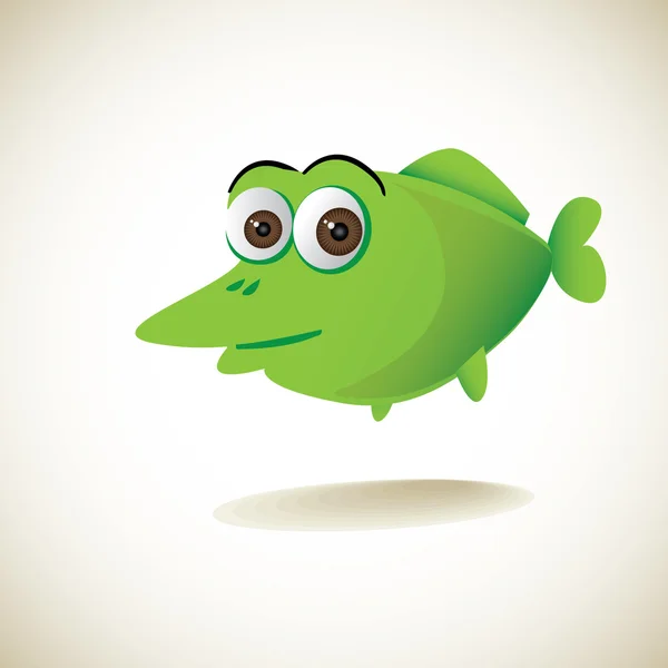 Green cartoon fish — Stock Vector