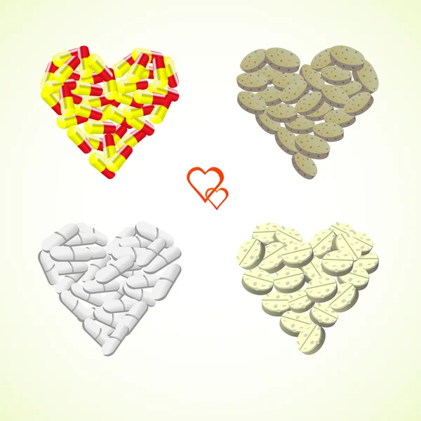 Серця від таблетки — стоковий вектор
