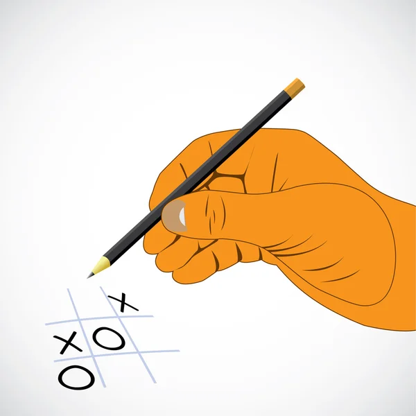 鉛筆と五目並べ手 — ストックベクタ