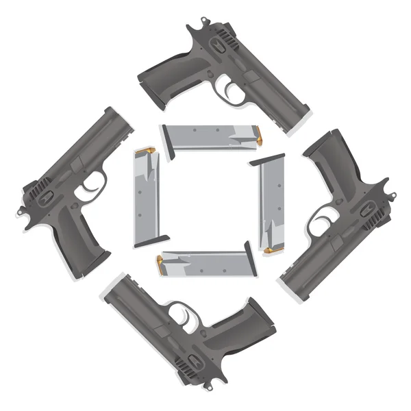 Pistolet et munitions — Image vectorielle