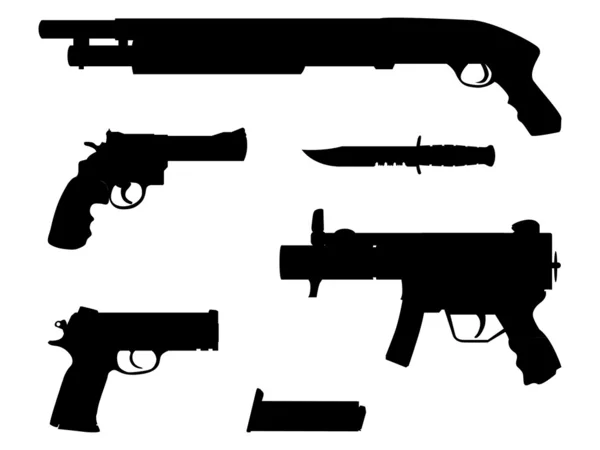 Pistolas de silueta — Vector de stock