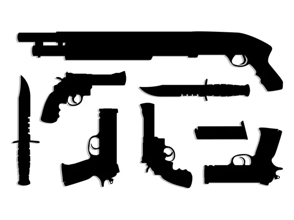 Pistolets à silhouette — Image vectorielle