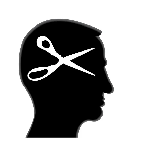 Cscissors in a head — Stock Vector