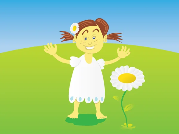 Маленька дівчинка з квіткою — стоковий вектор