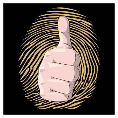 Thumb up with fingerprint clipart