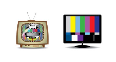 Old and new television clipart