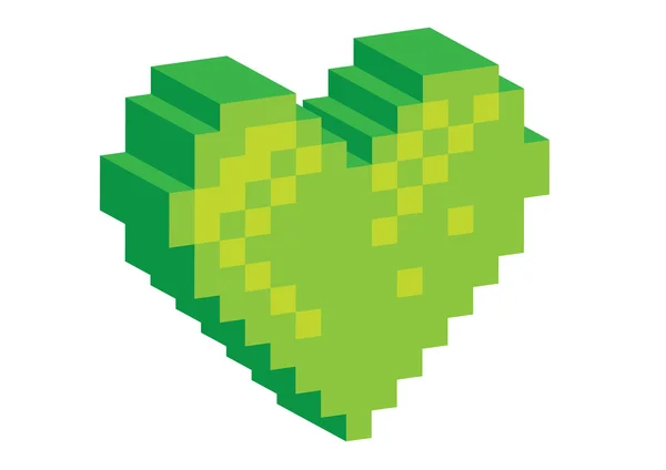 Coração pixel 3d — Vetor de Stock