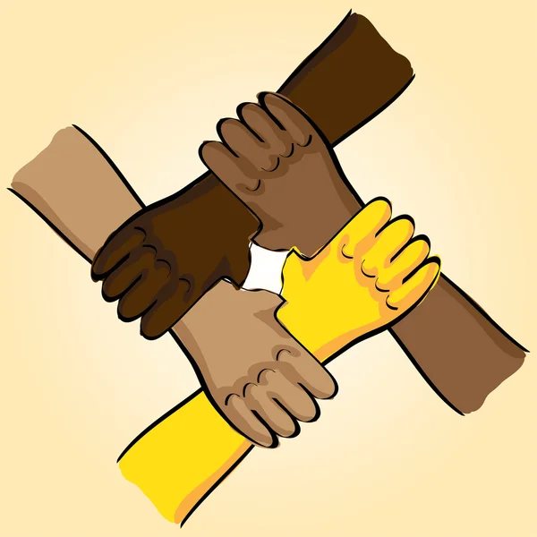 Teamwerk handen verbinding — Stockvector
