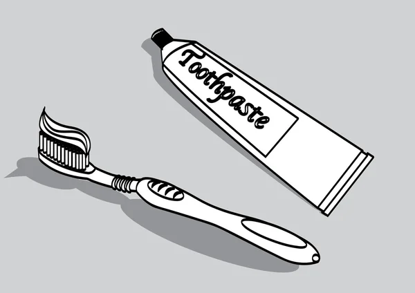 Brosse à dents et dentifrice — Image vectorielle