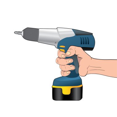 Cordless Drill in hand clipart