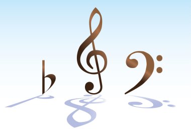 G-key bass key and B clipart