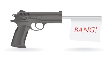 Gun with bang flag