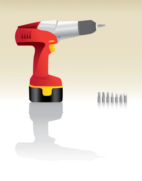 Red Cordless Drill — Stock Vector