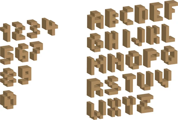 Алфавит 3D пикселей — стоковый вектор