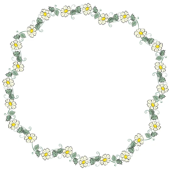 Flores en línea círculo tira — Vector de stock