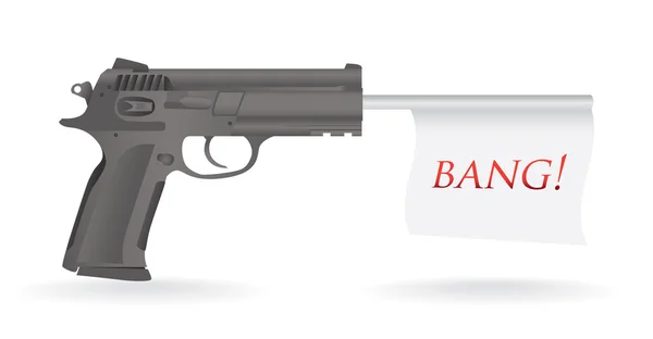 Pistola com bandeira bang —  Vetores de Stock