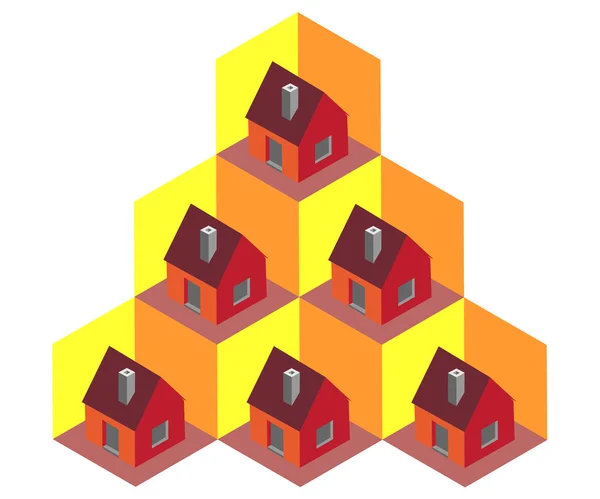 Casas isométricas — Vetor de Stock