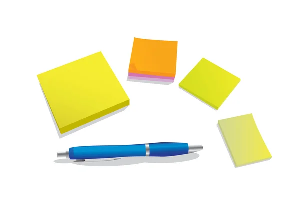 Pen en kleur stickies — Stockvector