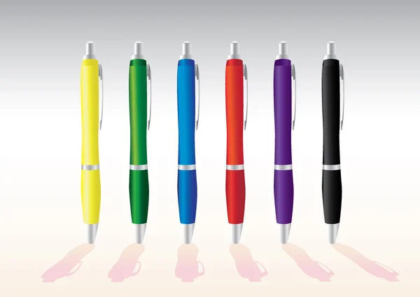 Šest barevných pero — Stockový vektor