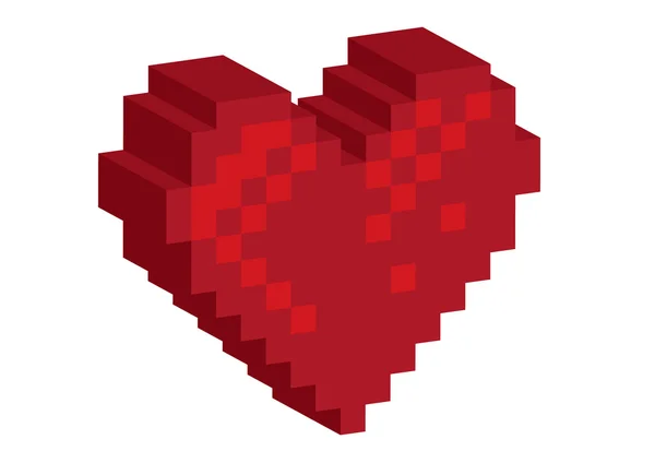 3d pixel heart — Stock Vector