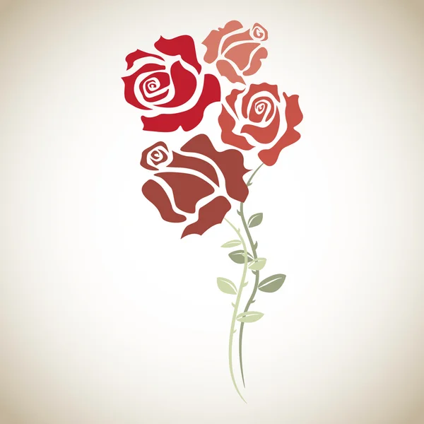 Fyra röda rosor — Stock vektor