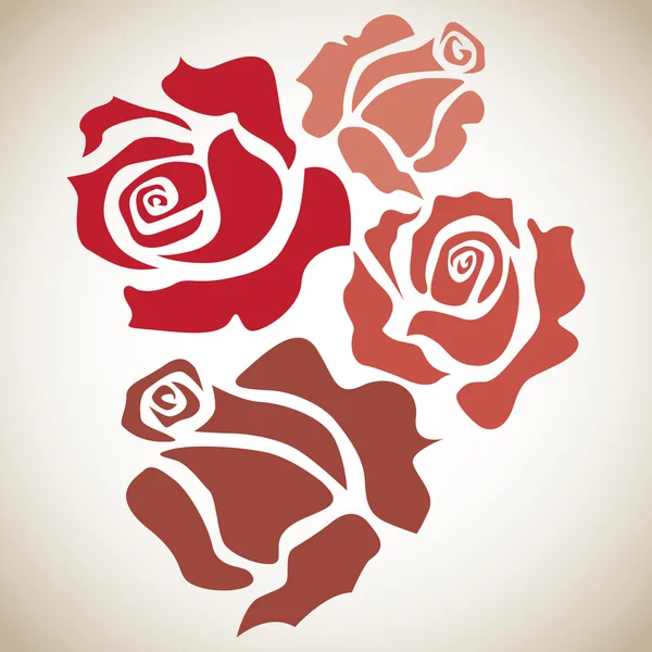 Quatre roses rouges — Image vectorielle