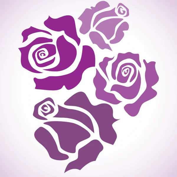 Quatro rosas violetas — Vetor de Stock