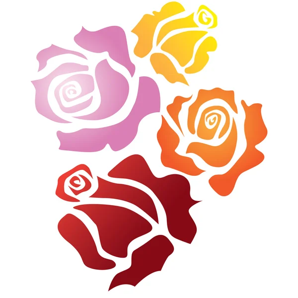 Quatro rosas — Vetor de Stock