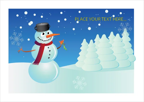 Cartão postal de boneco de neve —  Vetores de Stock
