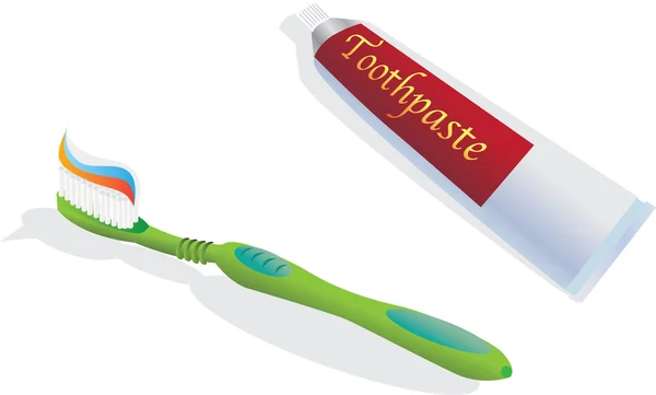 Periuță de dinți și pastă de dinți — Vector de stoc
