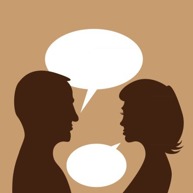 Couple discuss in bubble clipart