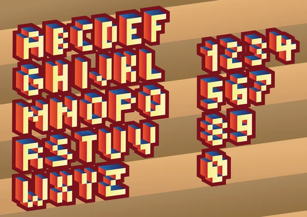3D piksel alfabesi — Stok Vektör
