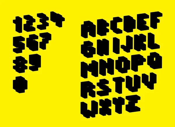 3D pixel abeceda silueta — Stockový vektor