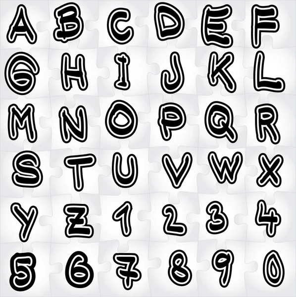 Letras y números del alfabeto — Archivo Imágenes Vectoriales