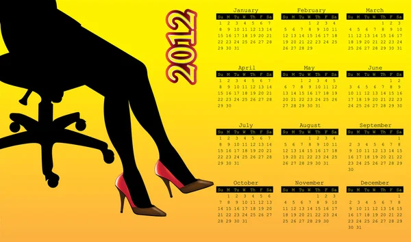 2012 calendar with hot women´s legs — 图库矢量图片