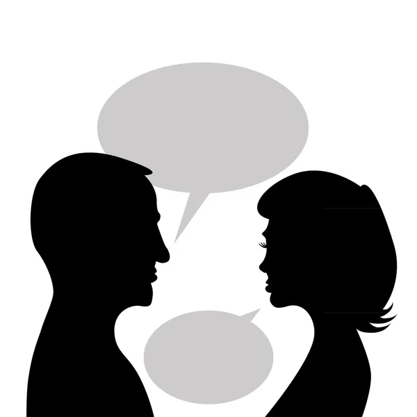 Couple discuss in bubble — Stock Vector